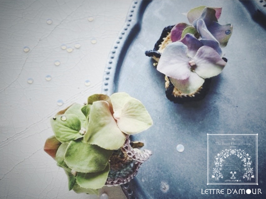 布花の紫陽花クリップブローチ | LETTRE D'AMOUR